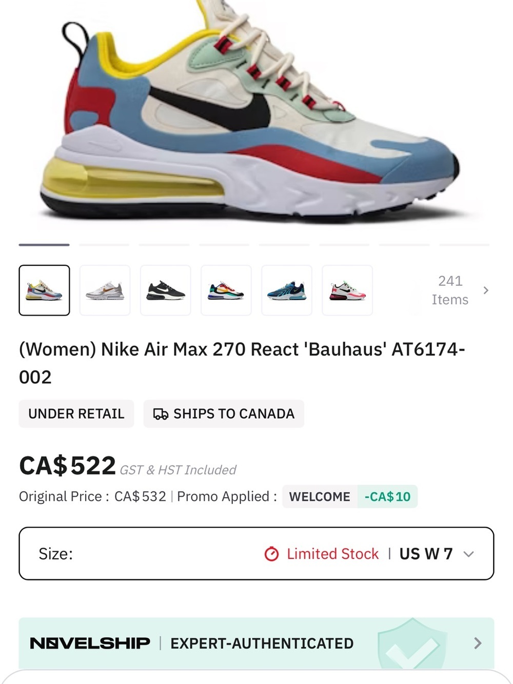 Nike Air 270 React Size 5.5/36 - Picture 7 of 7